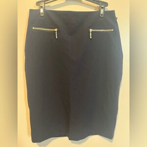 Tommy Hilfiger Navy Blue Pencil Skirt with Zipper Accents